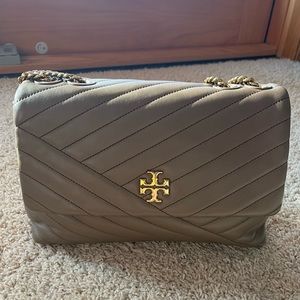 Tory Burch Chevron Leather Convertible Shoulder Bag neutral color